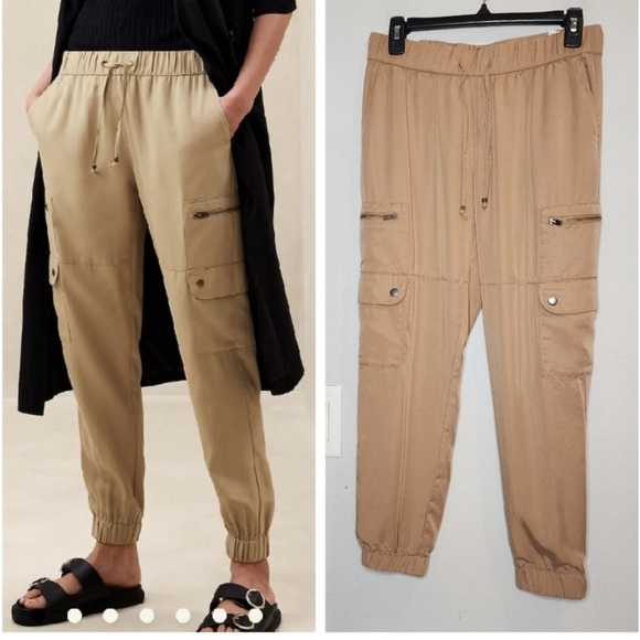 Banana Republic Khaki Tan Tencel Cargo Utilitycore Quite Luxury Joggers - Picture 1 of 8
